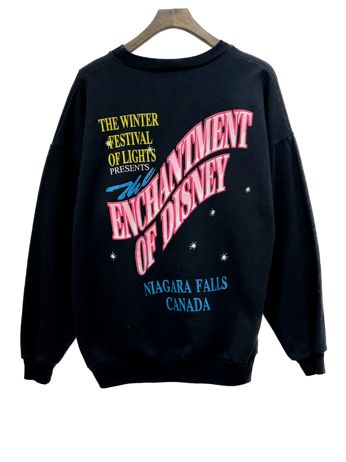 Disney Mickey Mouse Fantasia Niagara Falls Size L Black Winter Festival Rare 90s