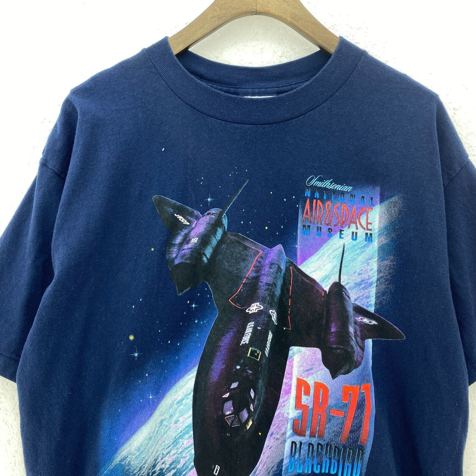 Smithsonian Air And Space Museum 1997 SR71 Blackbird Navy Blue T-shirt Size L