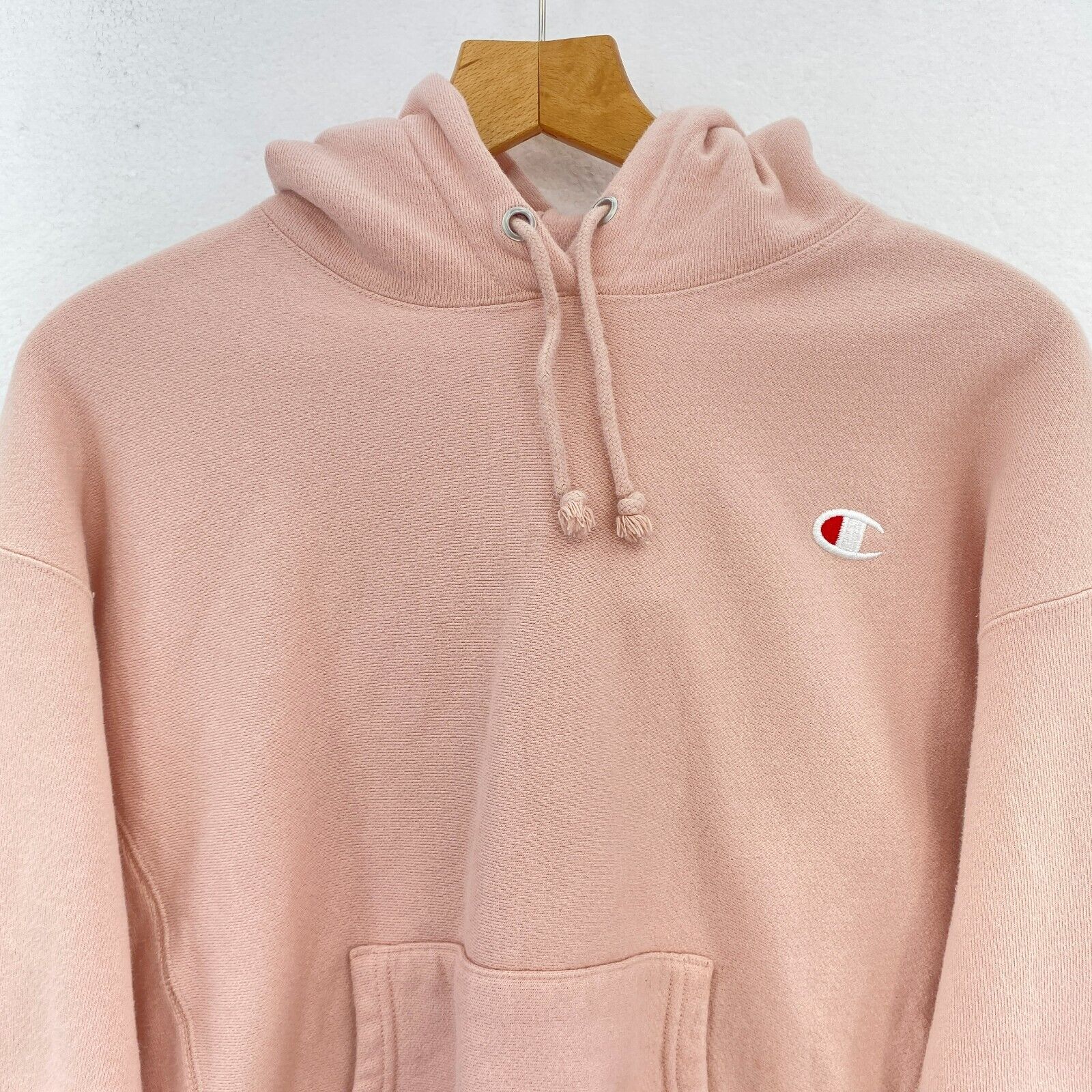Champion Reverse Weave Vintage Pink Pullover Hoodie Sweatshirt Size L 90s