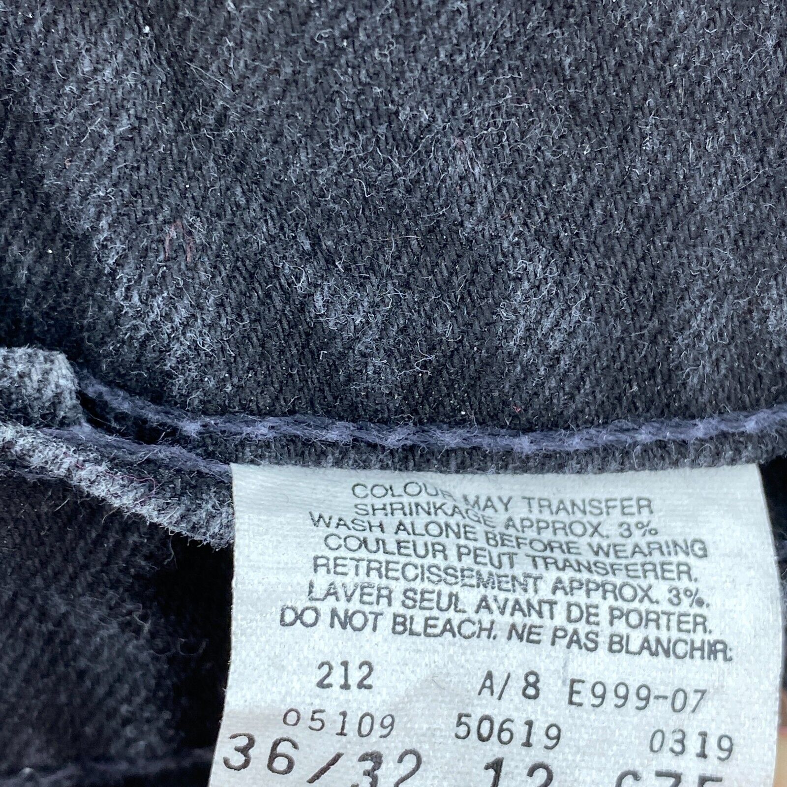 Levi's 619 Orange Tab Dark Wash Black Demin Straight Jeans Size 36