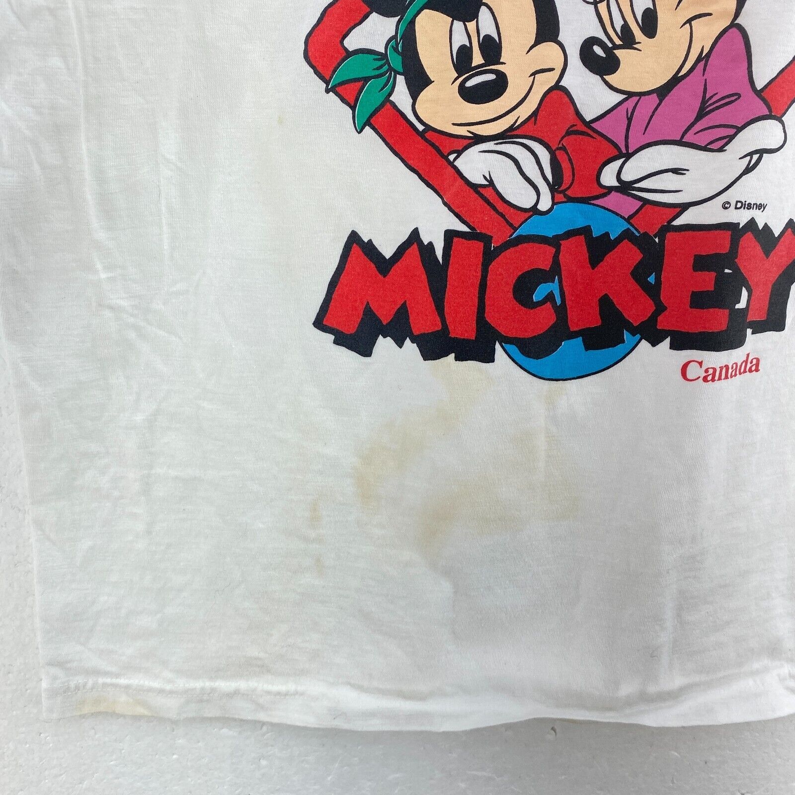 Disney Mickey Mouse Minnie Mouse Donald Duck White T-shirt Size M Women's
