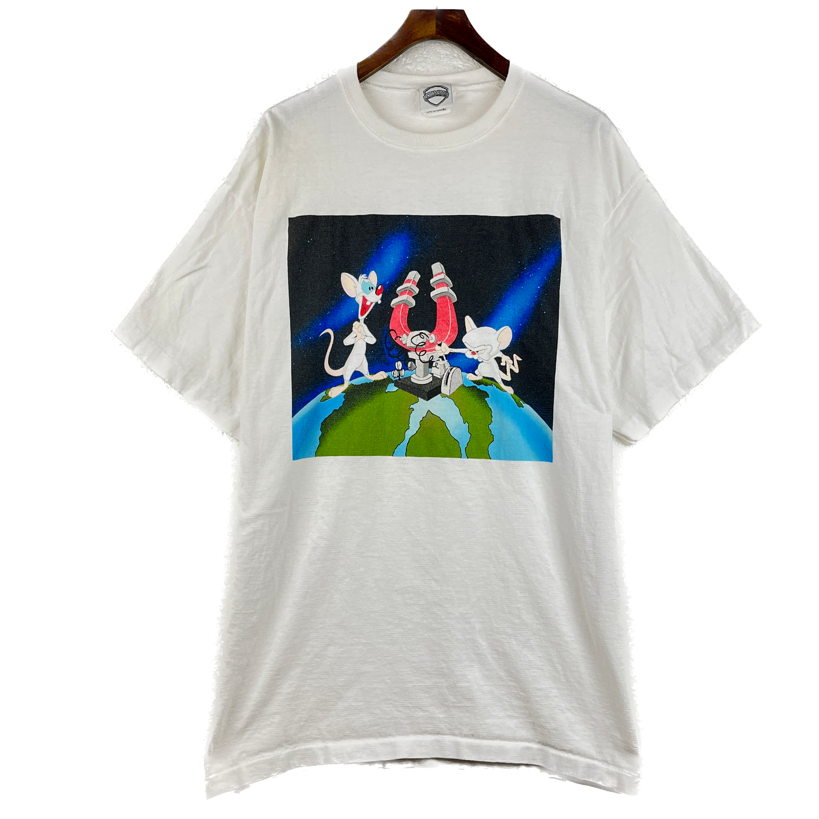 Vintage 1996 Pinky And The Brain Animaniacs White T-shirt Size XL Single Stitch