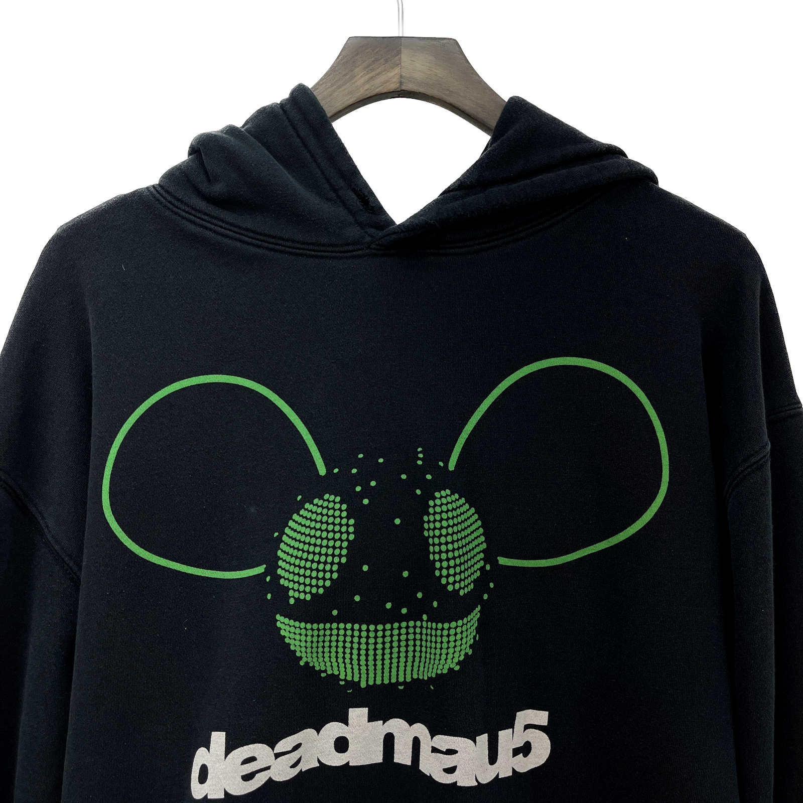 Deadmau5 Green Mouse Logo DJ EDM Music Black Pullover Hoodie Size L