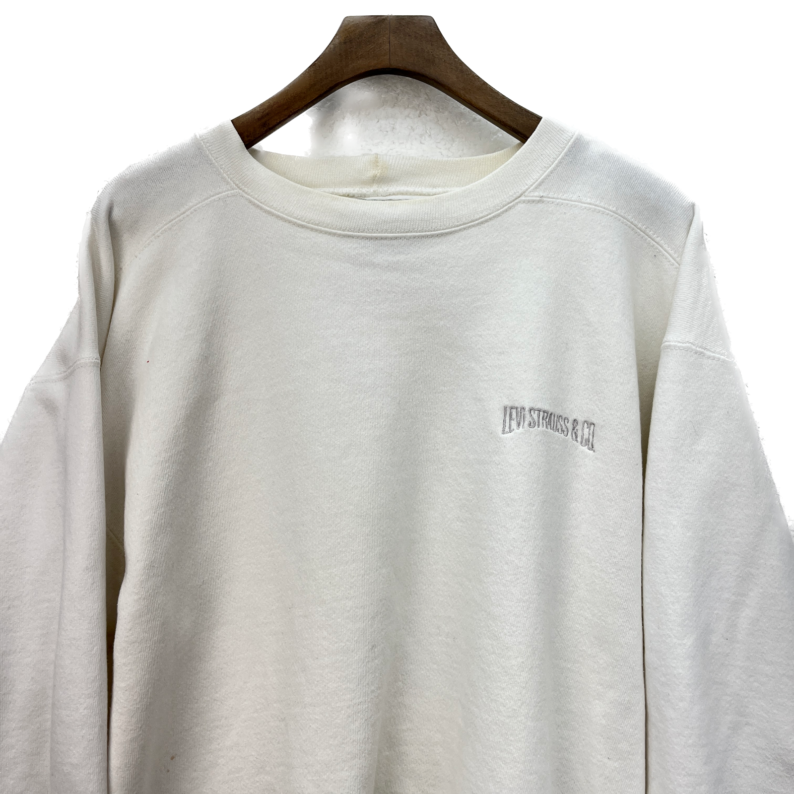 Levi Strauss and Co Embroidered Vintage Sweat Shirt Size M White 90s Crew Neck