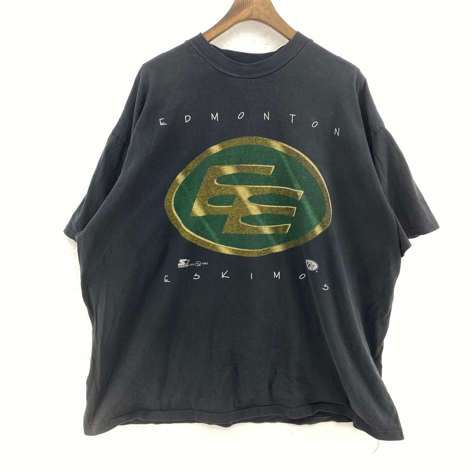 Starter Edmonton 1992 Eskimos Vintage Black T-shirt Size XL Single Stitch