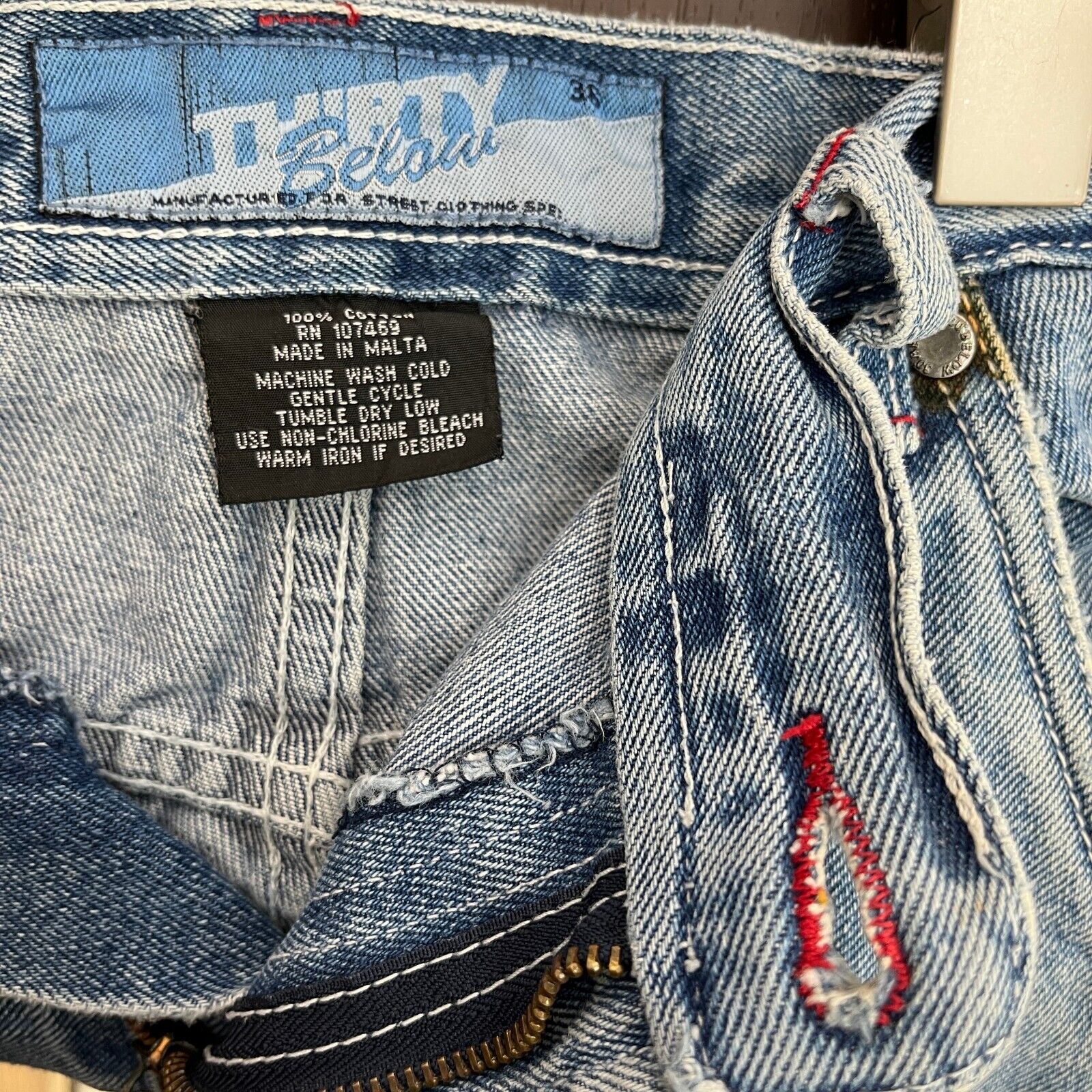 30 Below Denim Cargo Carpenter Shorts Size 36 Medium Wash Blue