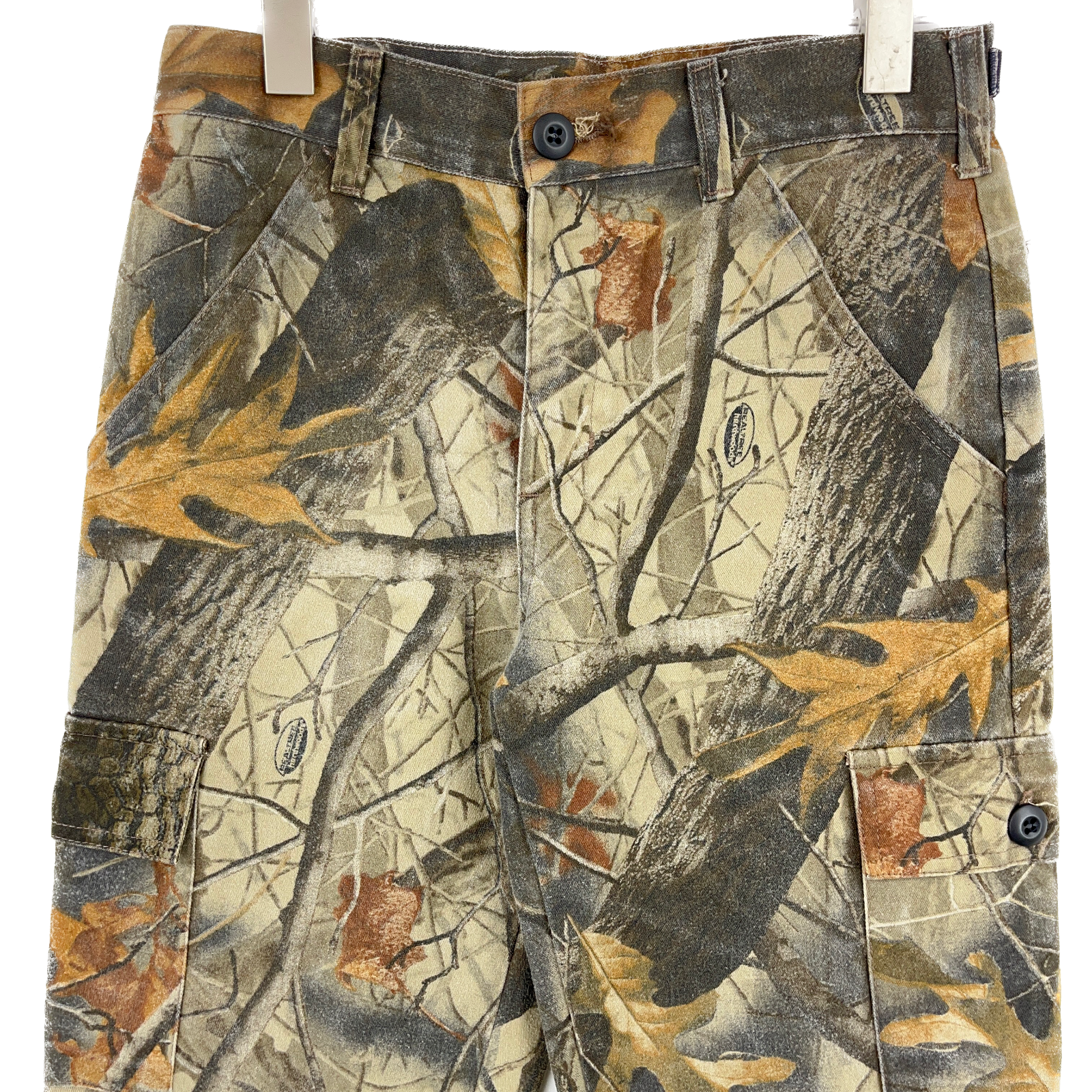 Real Tree Style Hunting Camo Cargo Green Pants Size Youth Large 14-16