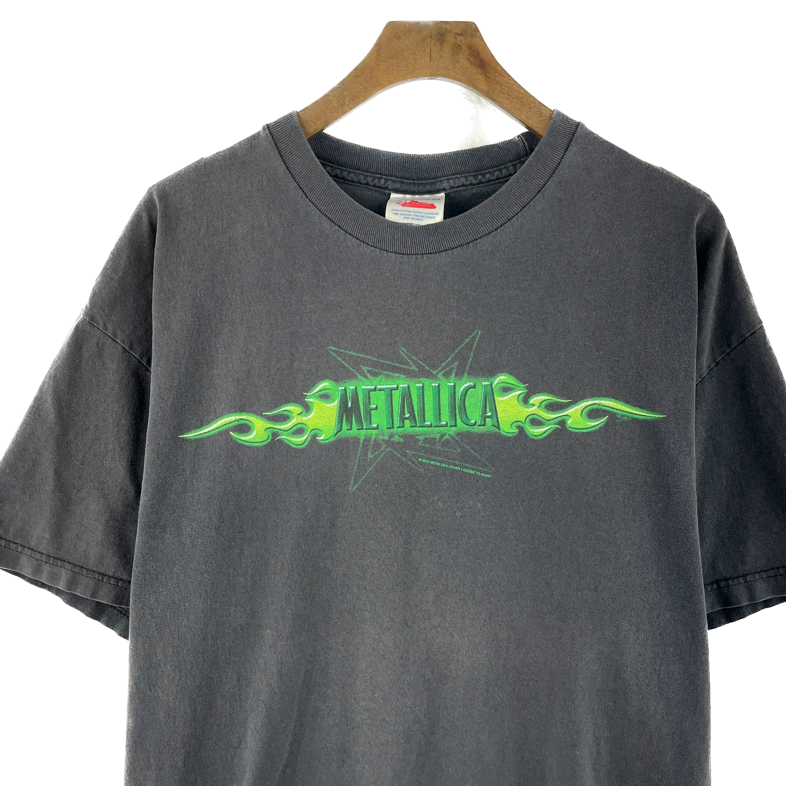 Vintage 2002 Metallica Green Band Tour T-Shirt Black Size XL