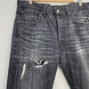 Levi Strauss 501 Black Straight Ripped Jeans Size 32 x 30