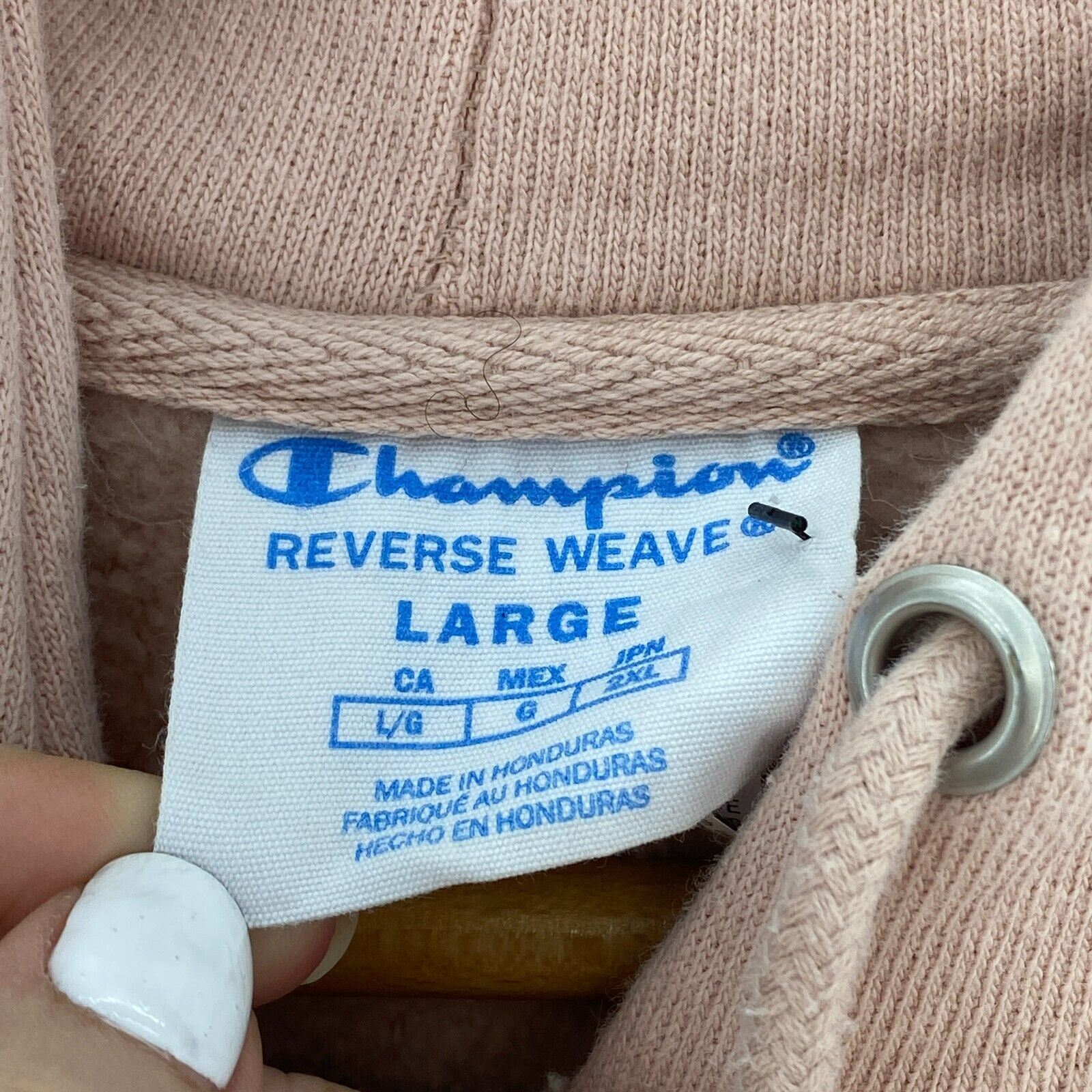 Champion Reverse Weave Vintage Pink Pullover Hoodie Sweatshirt Size L 90s