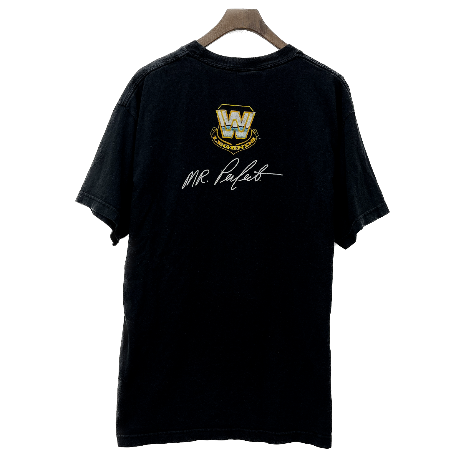 Curt Hennig Mr. Perfect WWF Vintage Wresting T-shirt Size L Black WWE Legends