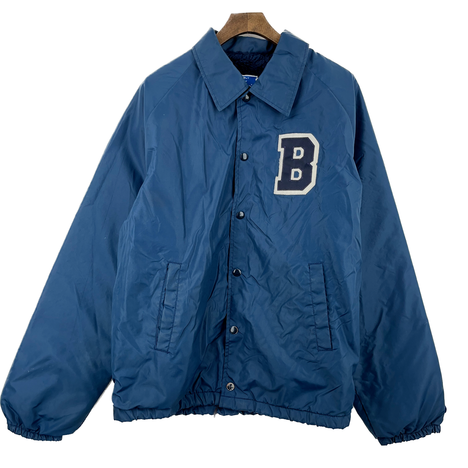 Vintage Champion Letterman Varsity Dark Blue Jacket 90s Size L Made in USA