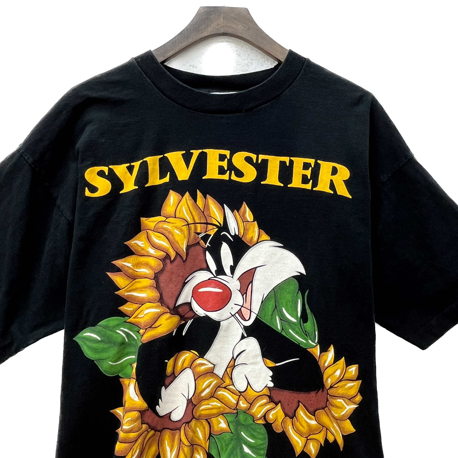 1994 Sylvester Sunflower Looney Tunes Vintage T-shirt Size XL Black Cartoon
