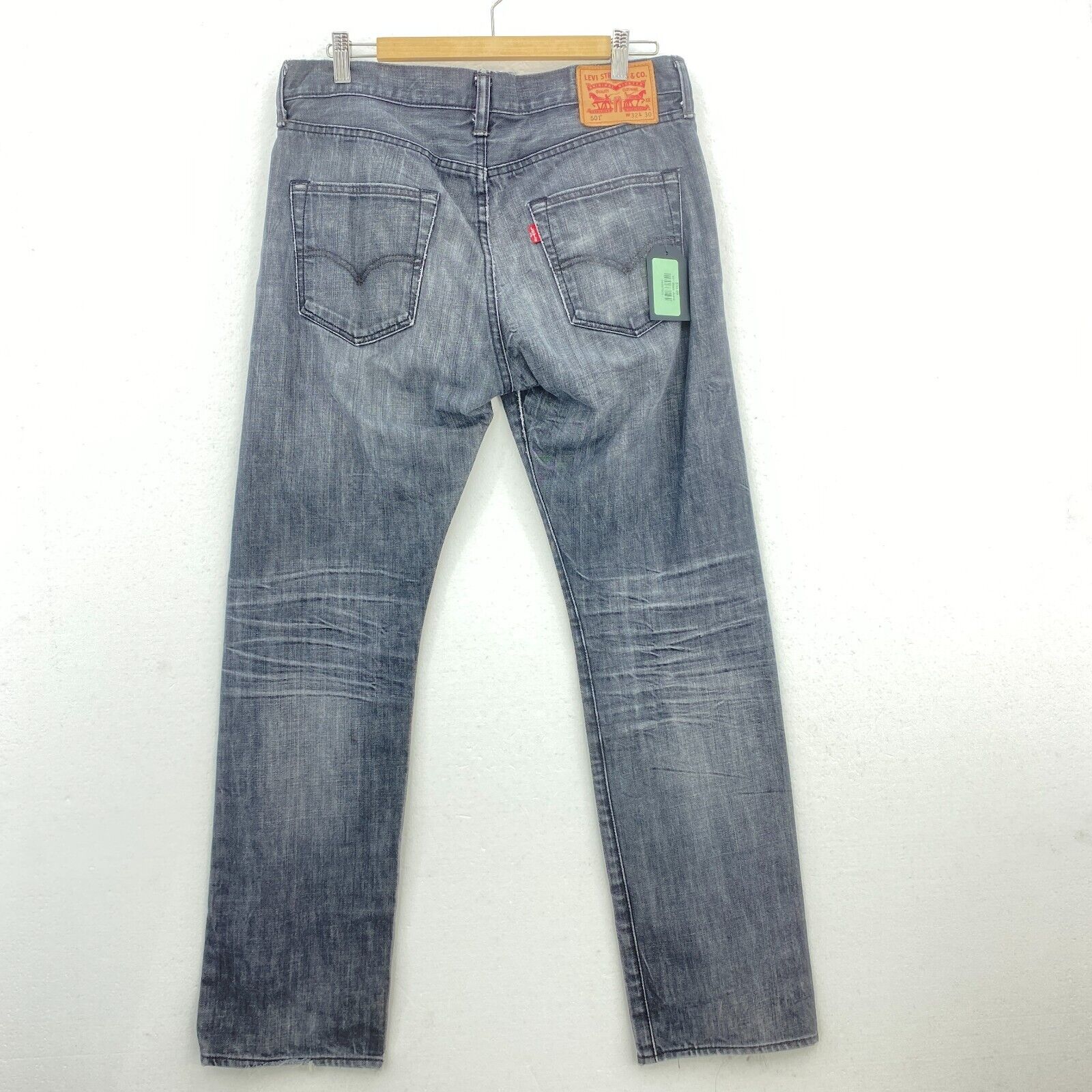 Levi Strauss 501 Black Straight Ripped Jeans Size 32 x 30