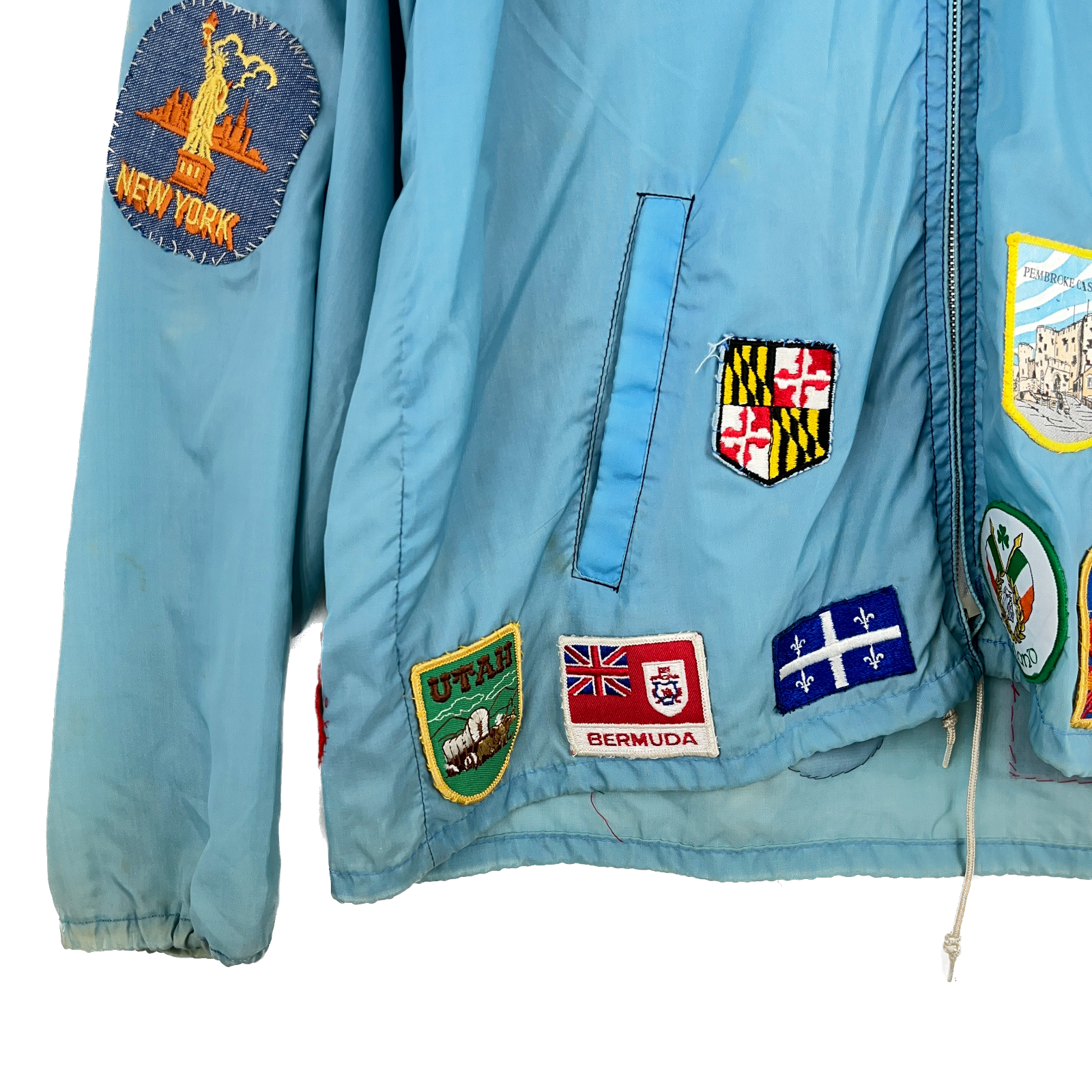 Vintage 1960s Multi Patch Lightweight Full Zip Racing Jacket Size Small