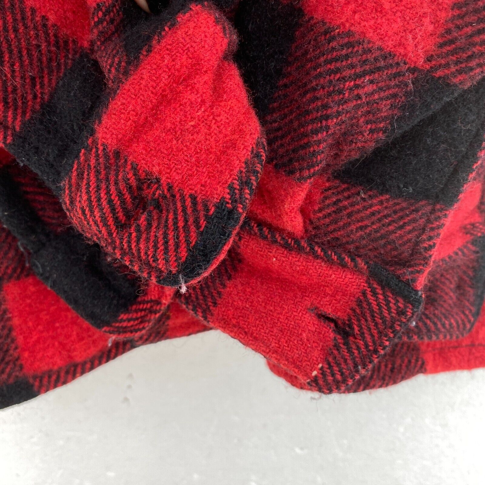 Gingham Checkered Vintage Red 100% Wool Shirt Jacket Button Up Size M 90s