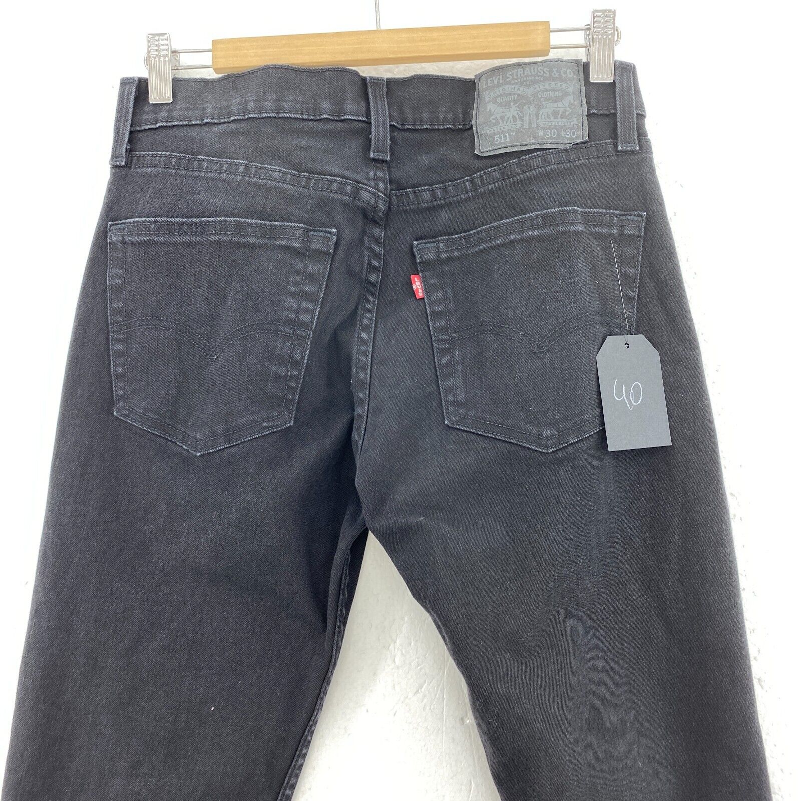 Levi's 511 Dark Wash Black Denim Straight Jeans Size 30