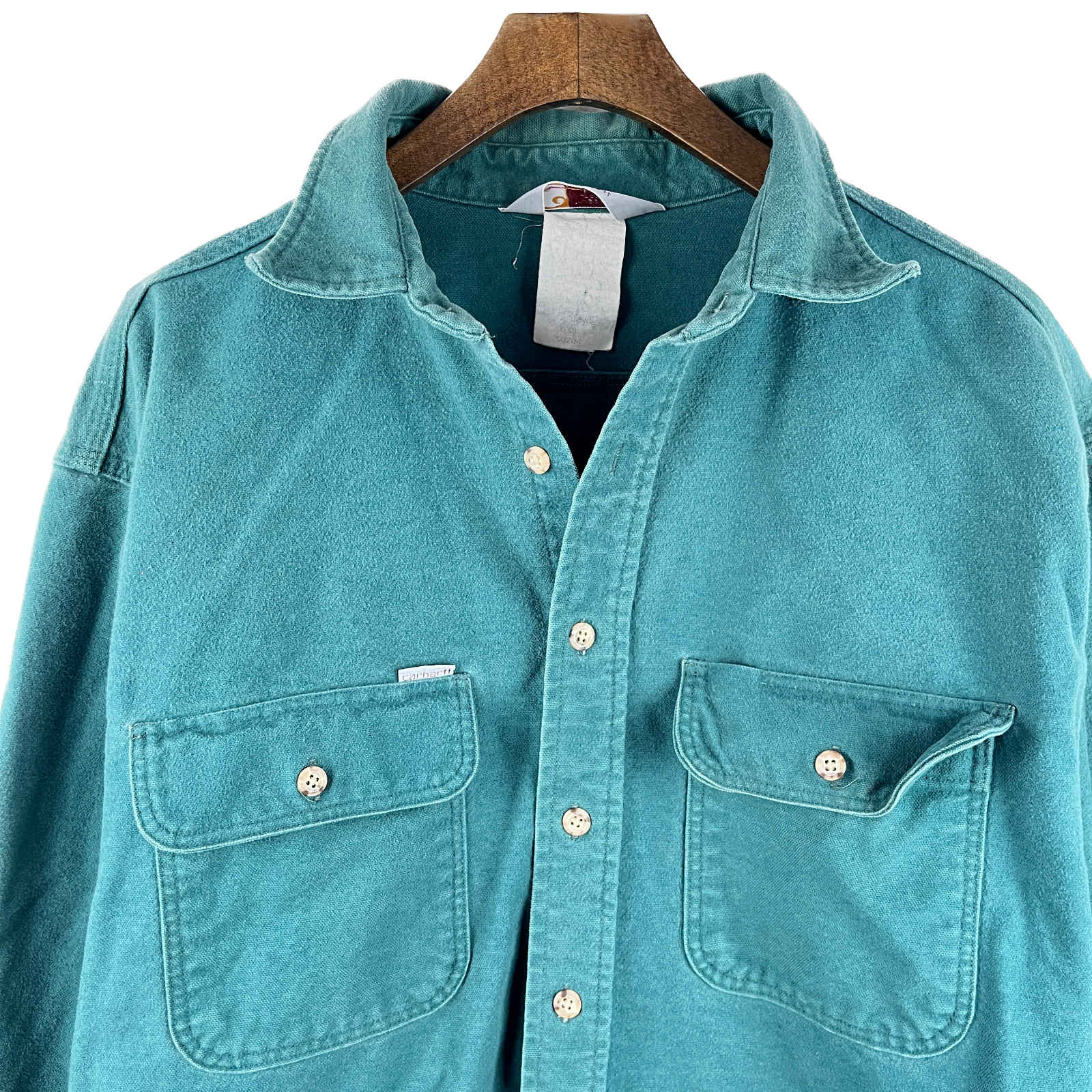 Vintage Carhartt Double Pocket Button Up Green Shirt Size XL
