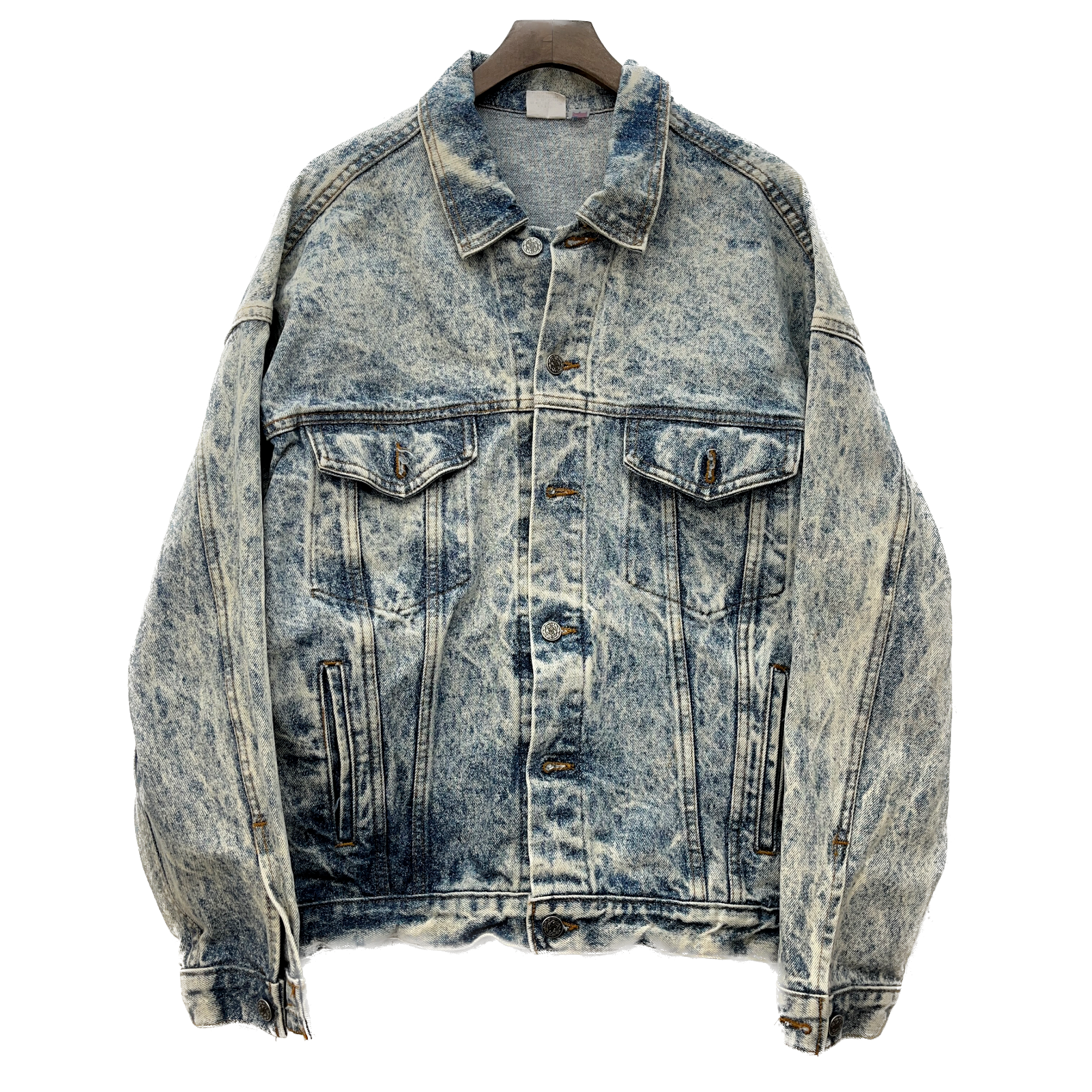 Energizer Bunny Vintage Denim Jacket Size L Light Acid Wash Blue Trucker 80s