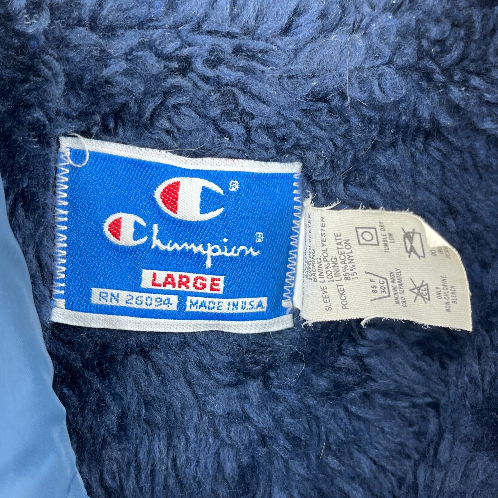 Vintage Champion Letterman Varsity Dark Blue Jacket 90s Size L Made in USA
