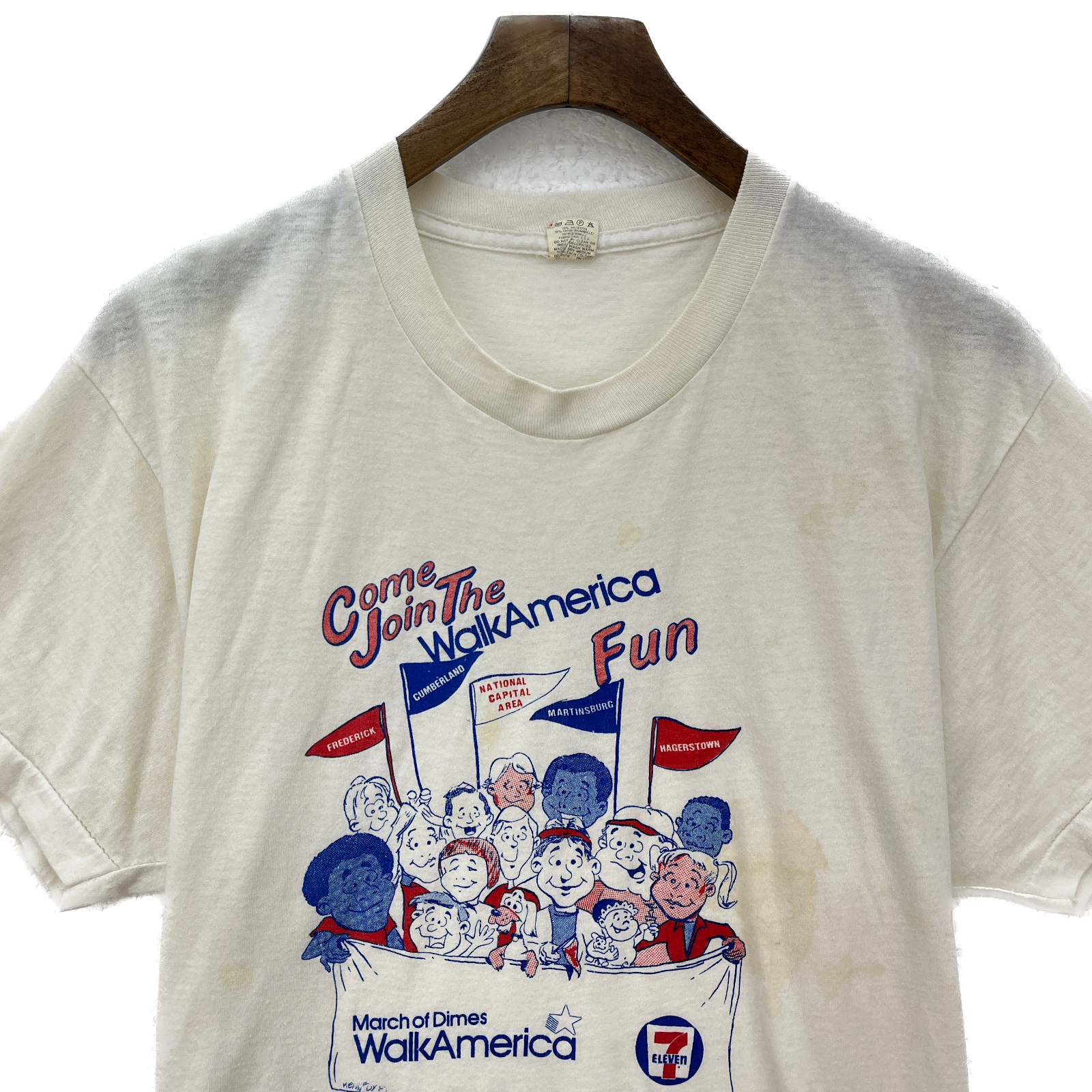 Come Join The America Fun Walk America Graphic Print White T-shirt Size XL