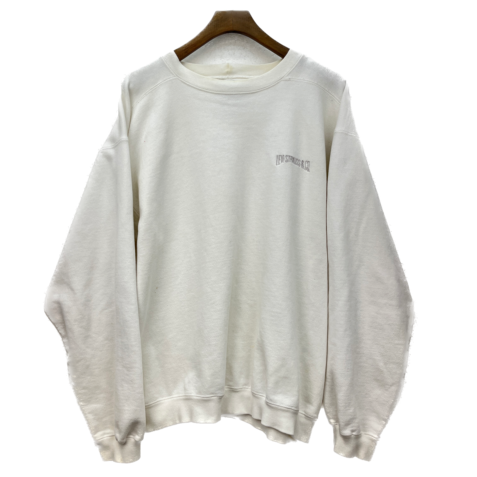 Levi Strauss and Co Embroidered Vintage Sweat Shirt Size M White 90s Crew Neck