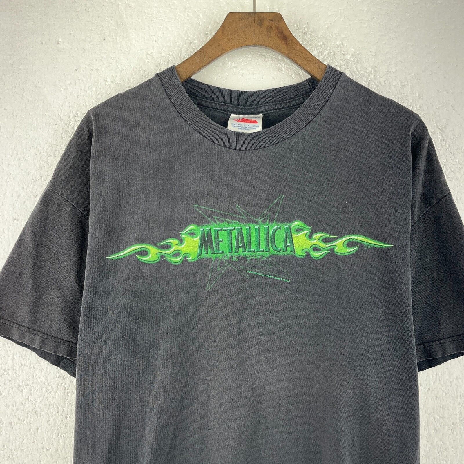 Vintage 2002 Metallica Green Band Tour T-Shirt Black Size XL
