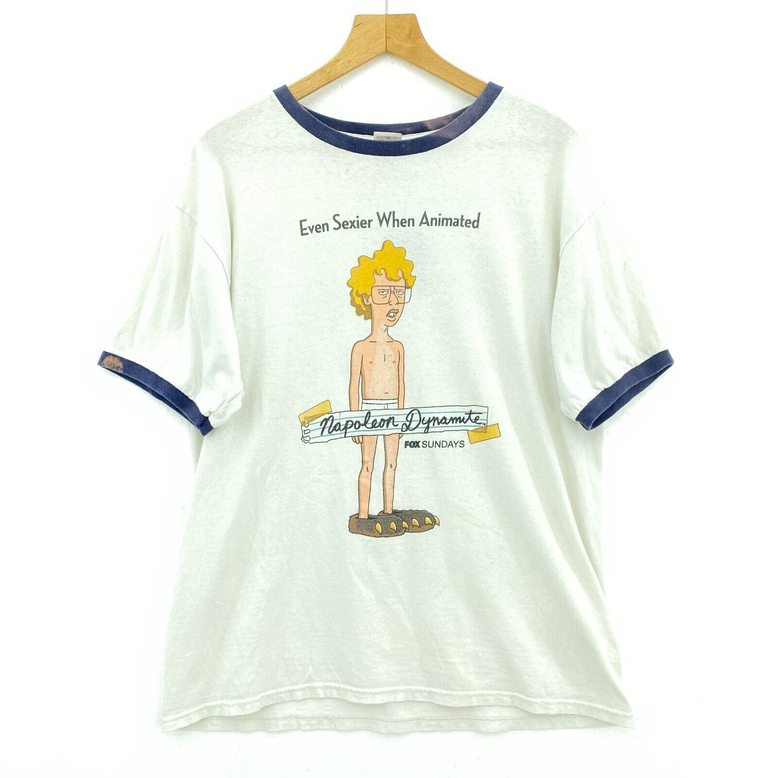 Even Sexier When Animated Napoleon Dynamite Fox Sundays White T-shirt Size L