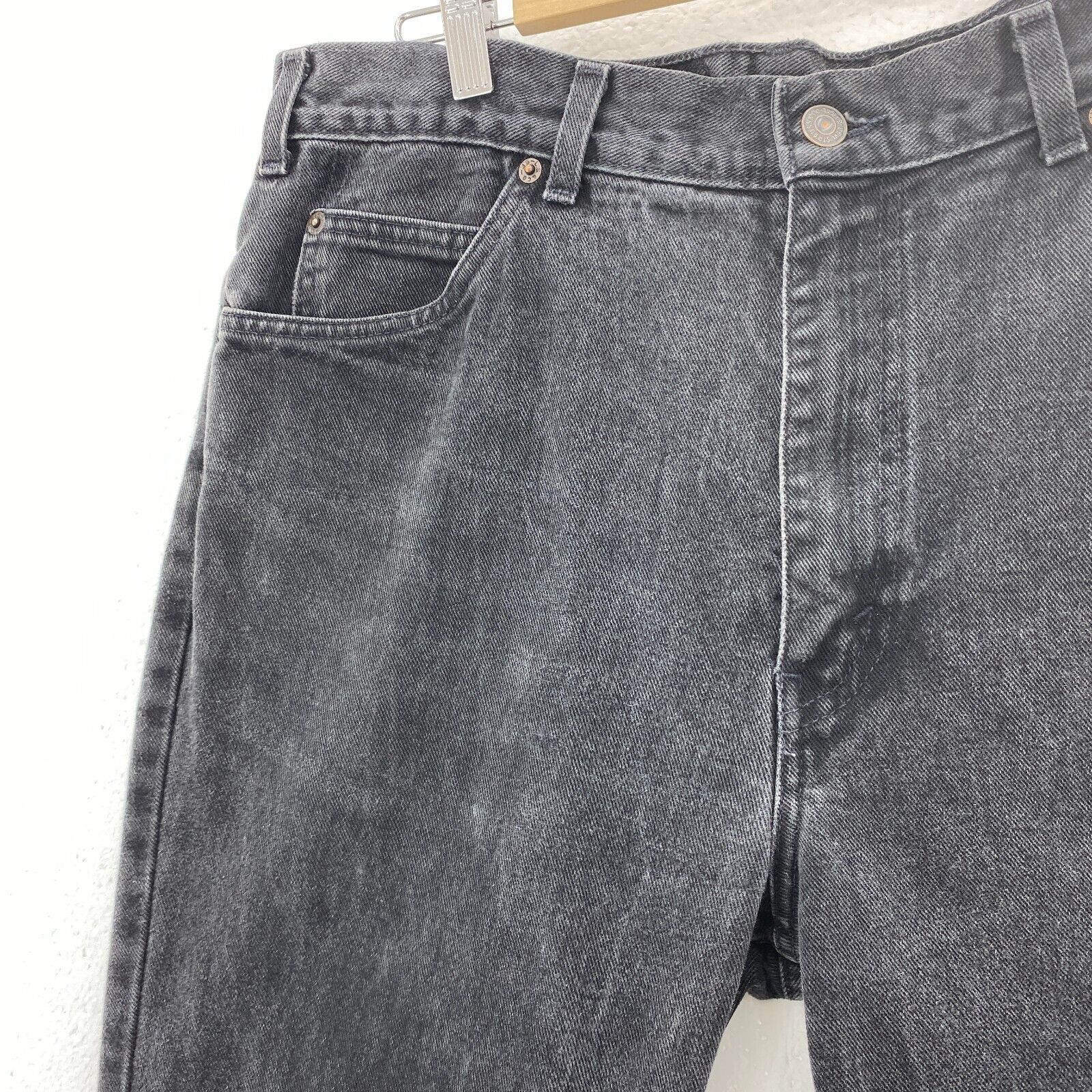Levi's Orange Tab Faded Light Wash Black Straight Vintage Denim Jeans 35x29 80s