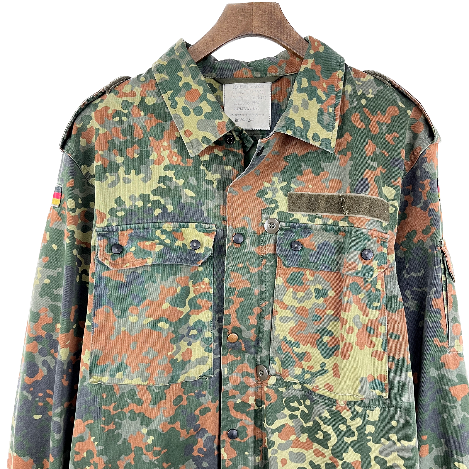 Vintage Camouflage Full Zip Green Military Utility Jacket Size M