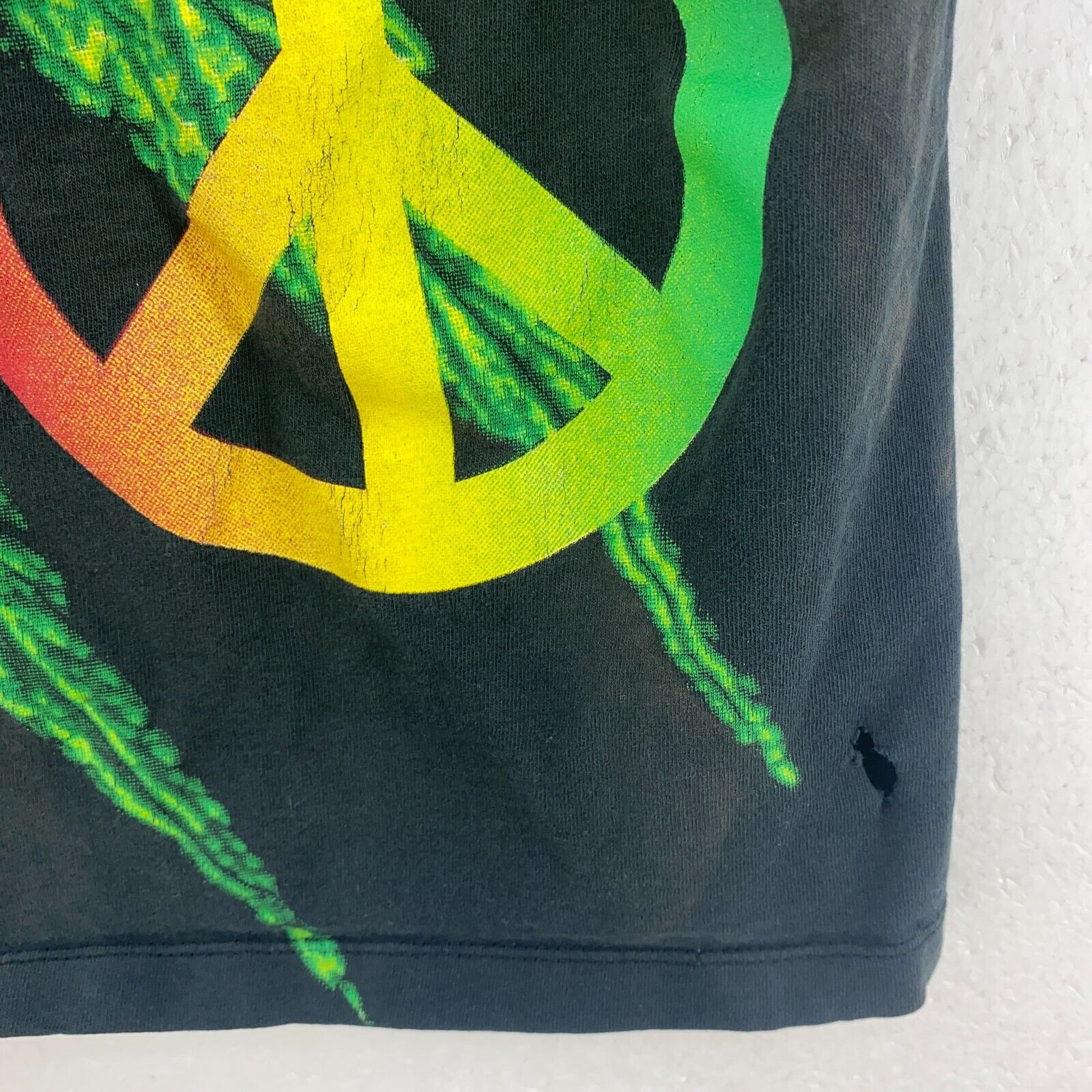 1993 Wild Oats Jamaican Herb Peace Black T-shirt Size L Single Stitch