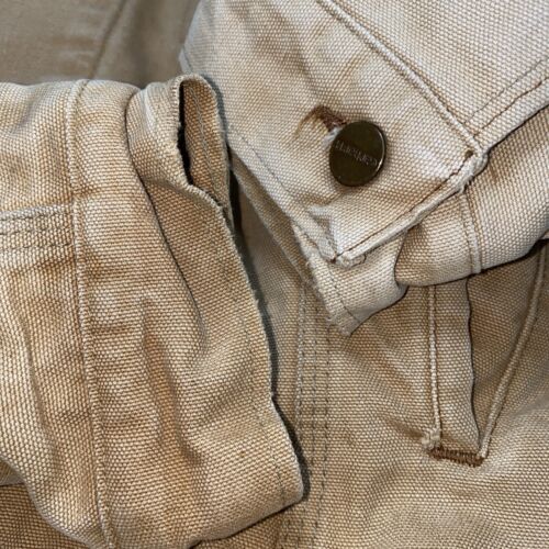Carhartt Canvas Vintage Trucker Jacket Size 44 Beige Duck Blanket Lined 6BWJP