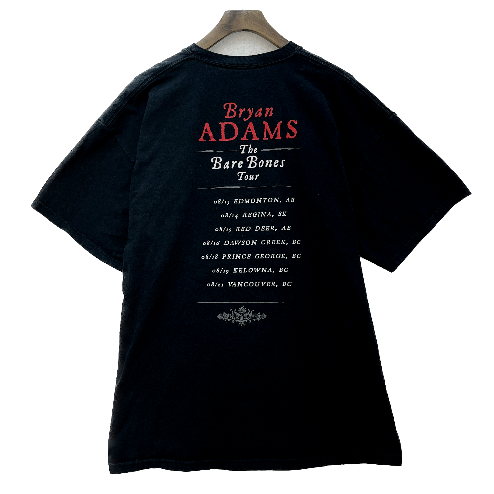 Bryan Adams The Bare Bones Tour Skeleton Black T-shirt Size M