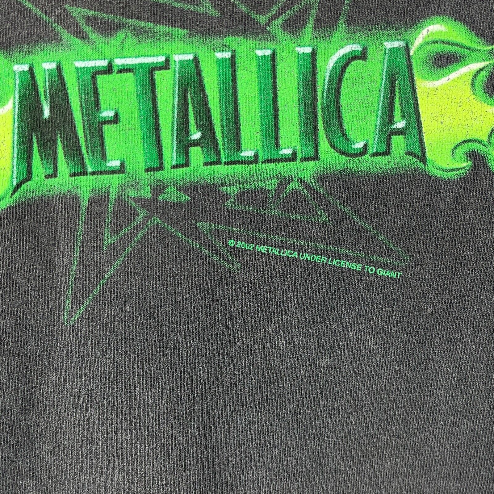 Vintage 2002 Metallica Green Band Tour T-Shirt Black Size XL