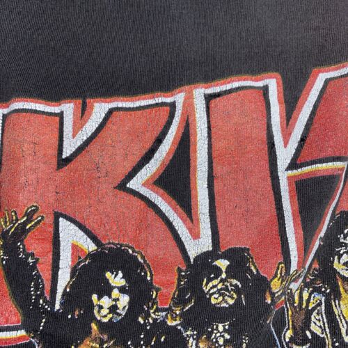 1996 KISS Rock Band Tour Vintage Concert T-shirt Size L Black Single Stitch 90s