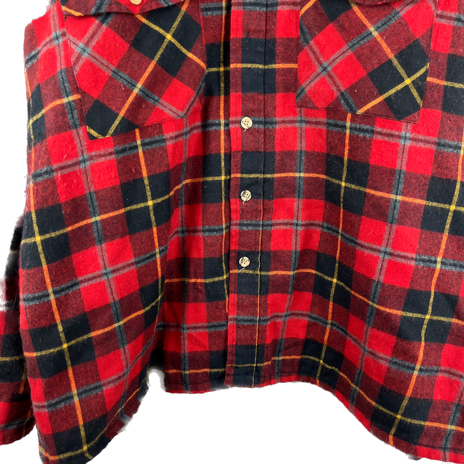 Vintage Button Up Checked Red Shirt Jacket Size XL Double Pocket