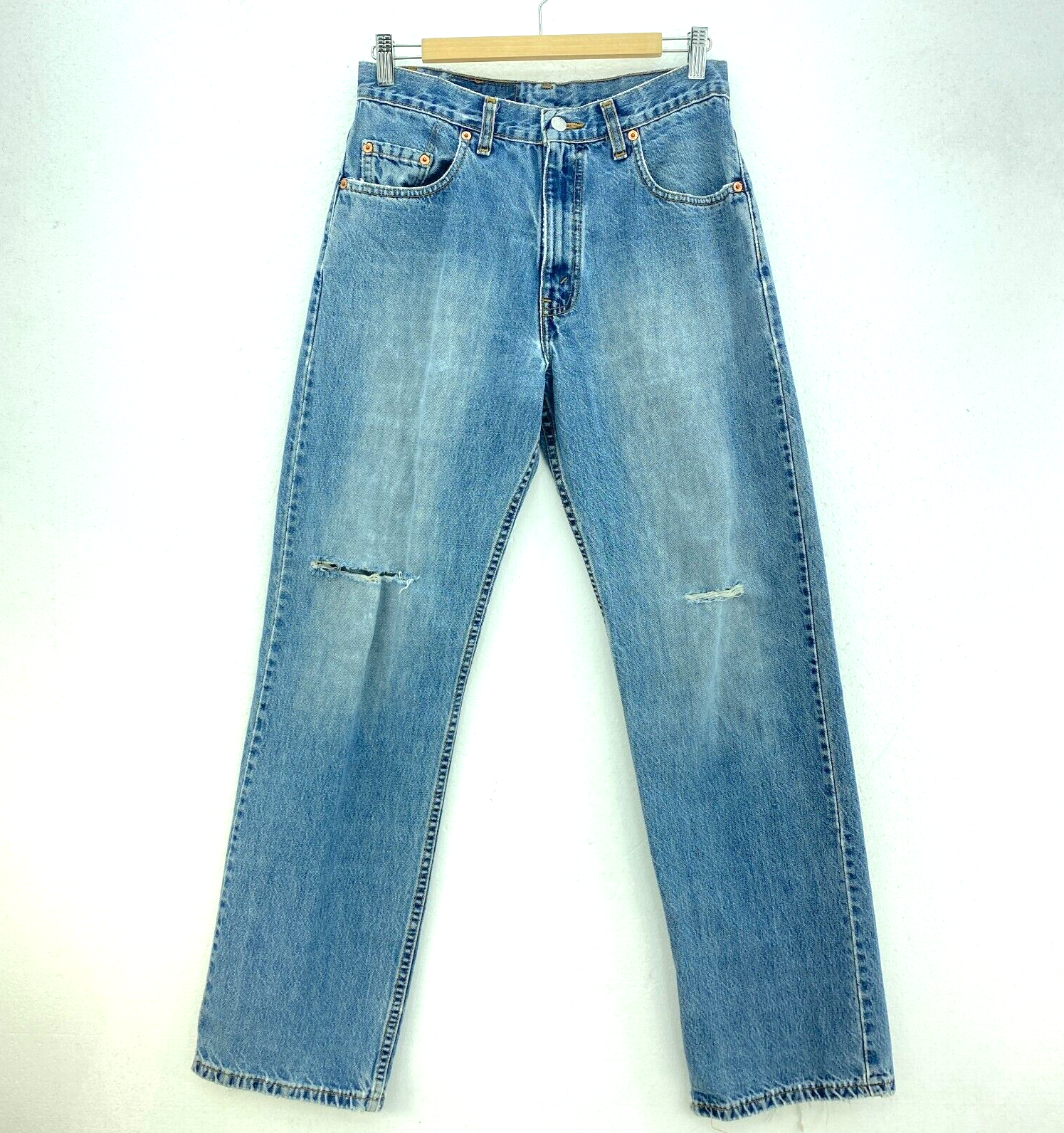 Levi's Strauss Blue Medium Wash Distressed Straight Leg Jeans Size 29 x 32