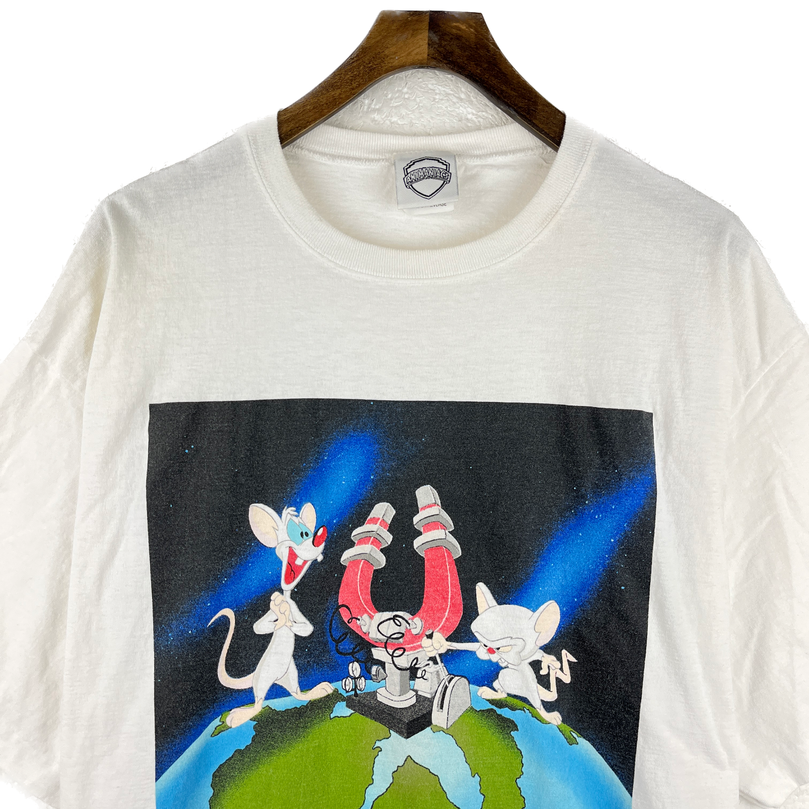 Vintage 1996 Pinky And The Brain Animaniacs White T-shirt Size XL Single Stitch