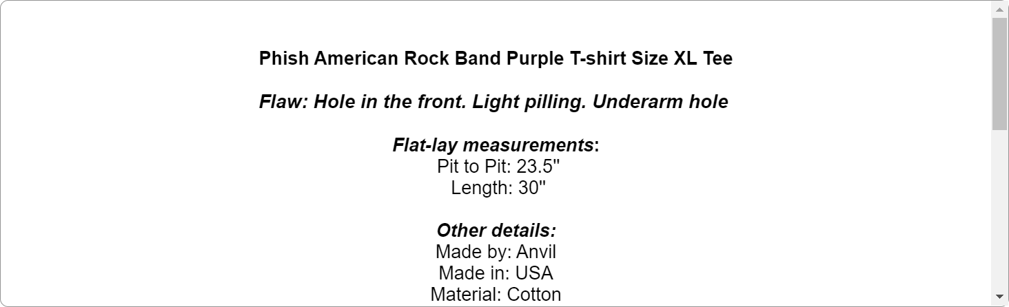 Phish American Rock Band Purple T-shirt Size XL Tee