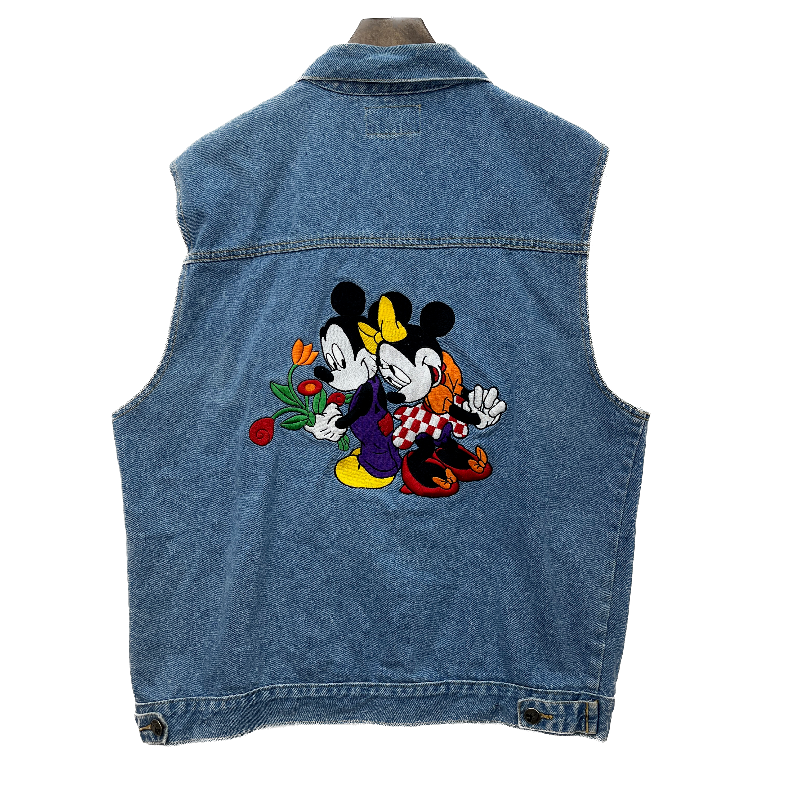 Disney Mickey and Minnie Mouse Vintage Denim Jacket Vest Size L Blue 90s