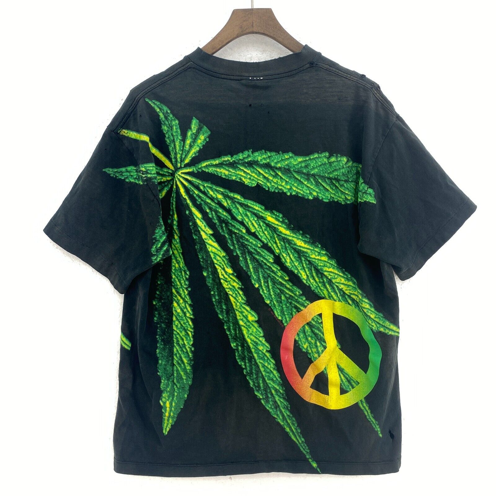 1993 Wild Oats Jamaican Herb Peace Black T-shirt Size L Single Stitch