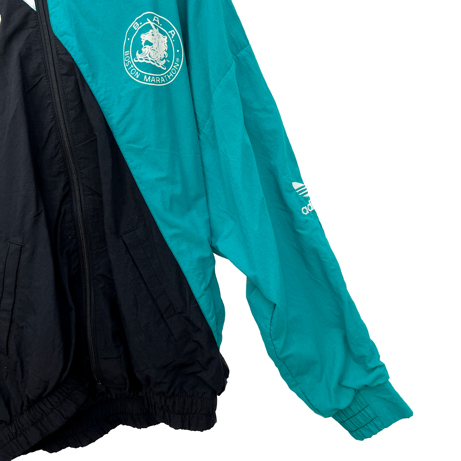 Adidas B. A. A. Boston Marathon Vintage Windbreaker Track Jacket Size M Blue 90s