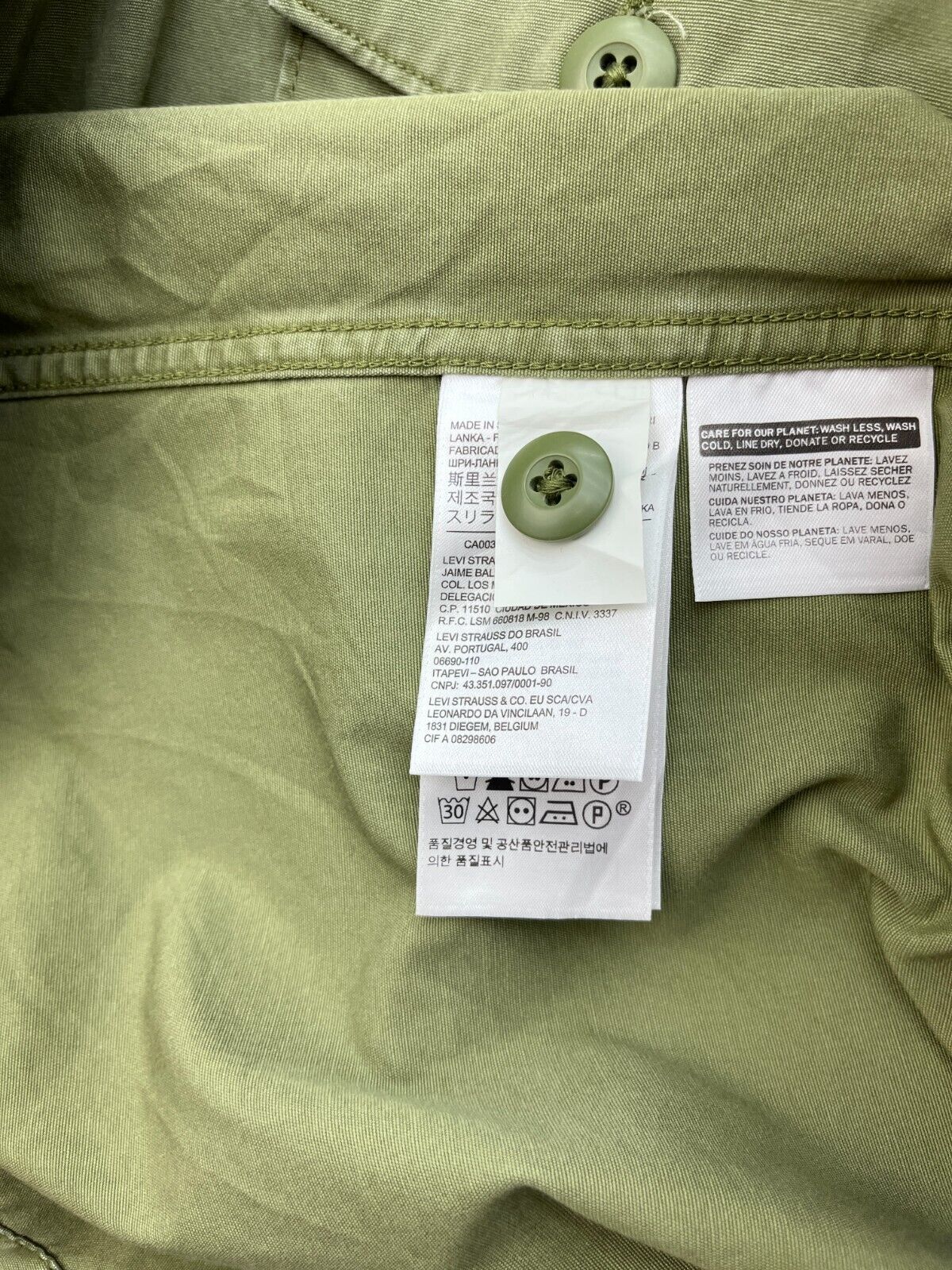 Levi Strauss Levi's Green Floral Embroidery Military Jacket Size L NWT