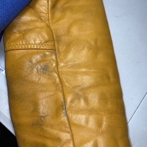 Espanola Vintage Hockey Leather Varsity Jacket Size 36 Youth Blue Brown 80s