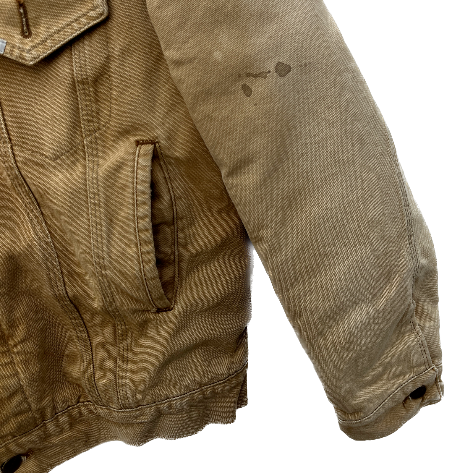 Carhartt Canvas Vintage Trucker Jacket Size 44 Beige Duck Blanket Lined 6BWJP
