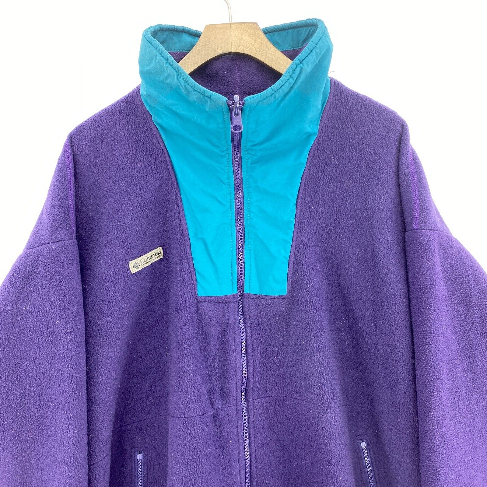 Columbia Logo Purple Vintage Fleece Jacket Size XL