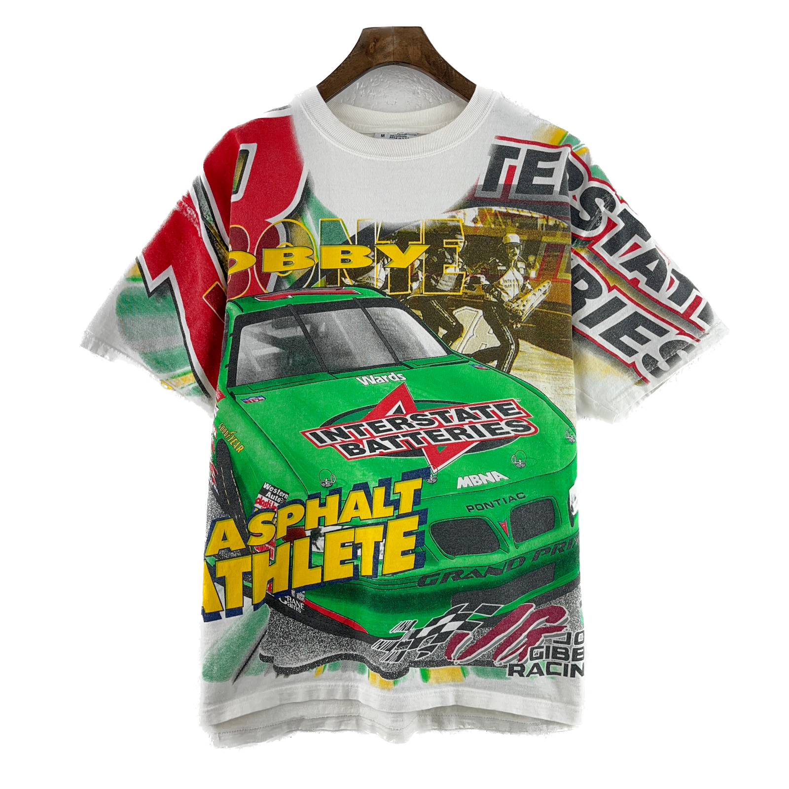 Vintage All Over Print Bobby Labonte Asphalt Athlete Nascar T-Shirt White 90s M
