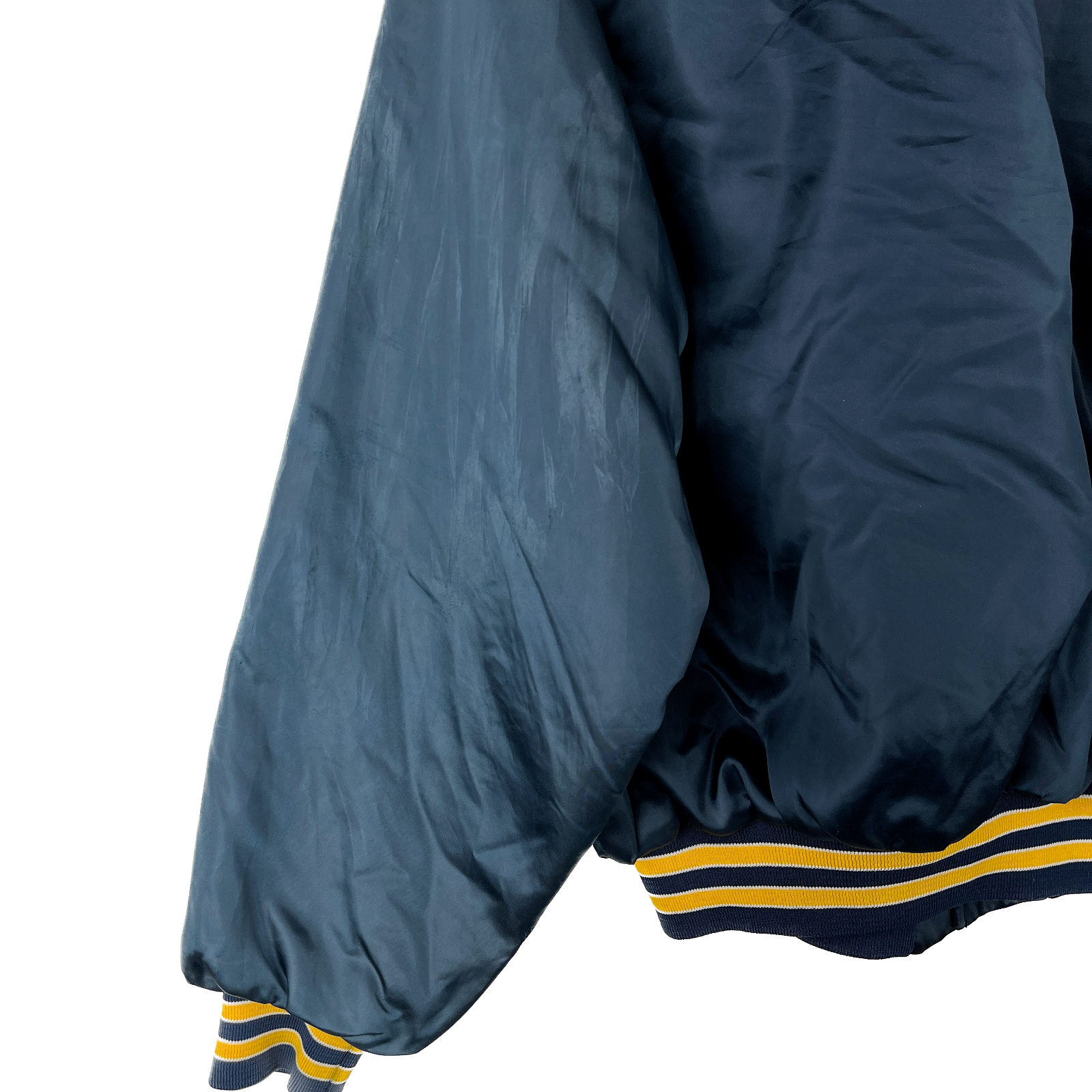 Vintage 1980s Blue Embroidered Satin Bomber King Louie Jacket 80s Size L
