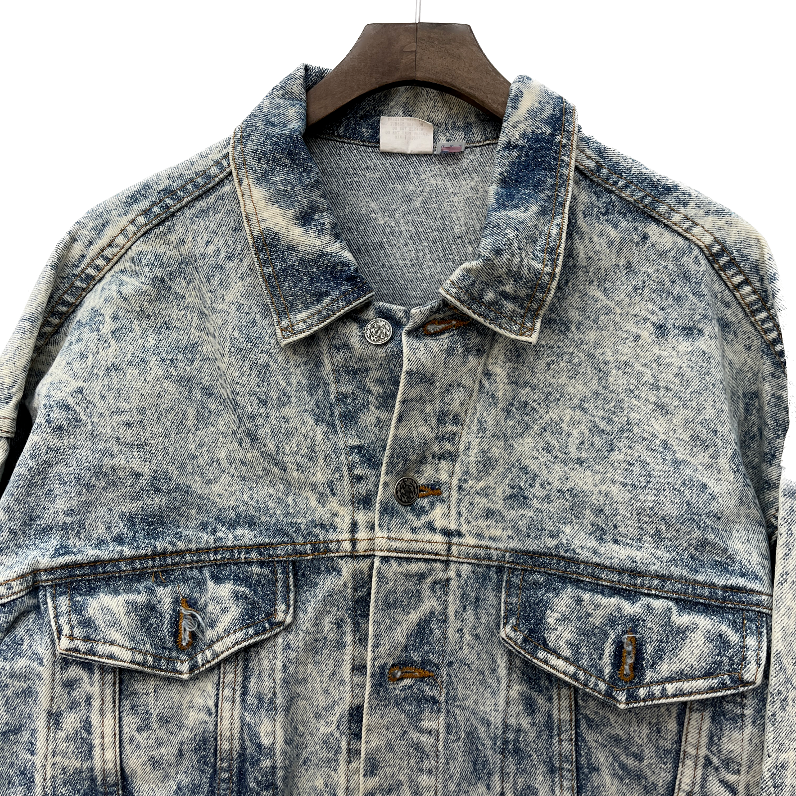 Energizer Bunny Vintage Denim Jacket Size L Light Acid Wash Blue Trucker 80s