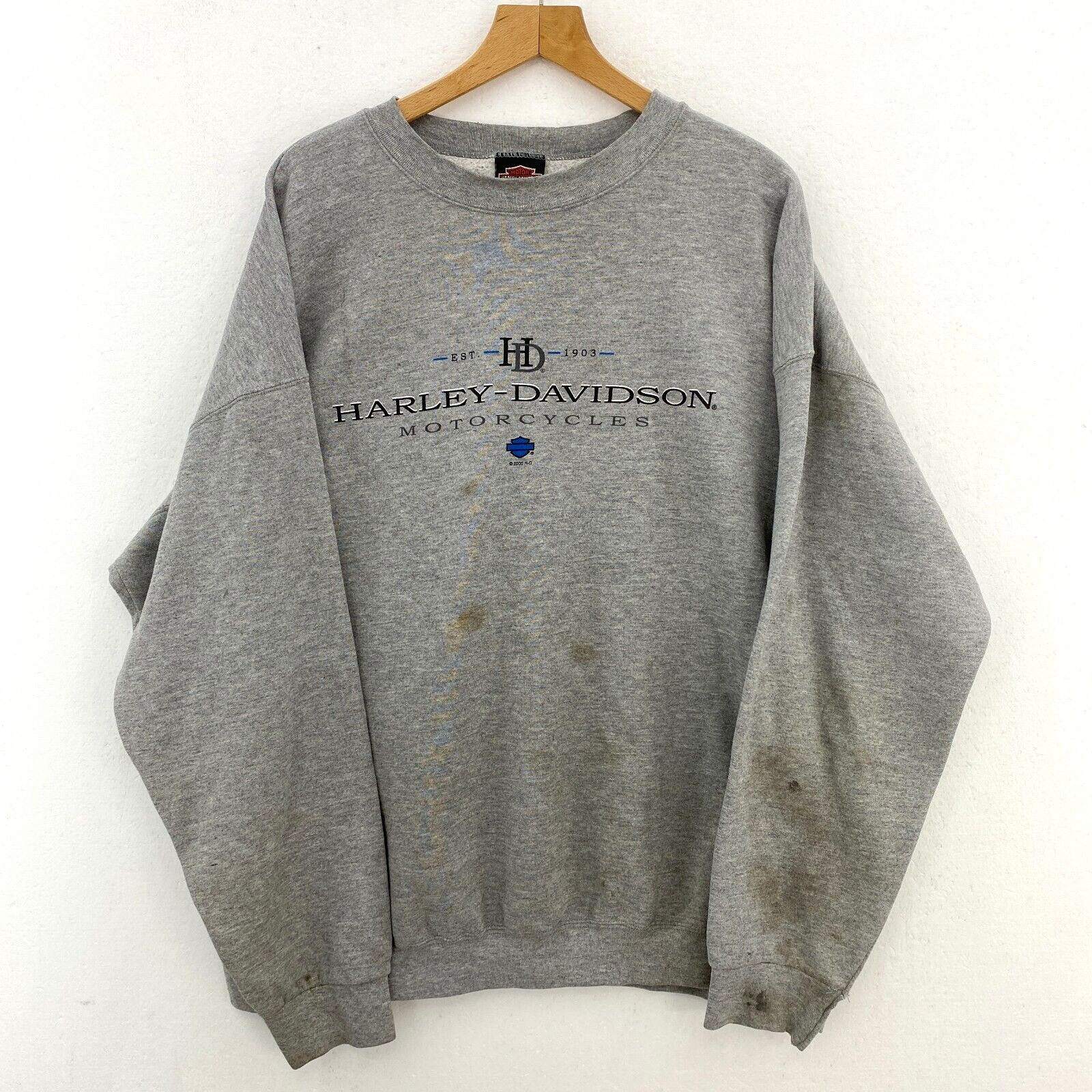 Harley Davidson Motorcycles 2000 Gray Sweatshirt Crewneck Size 3XL